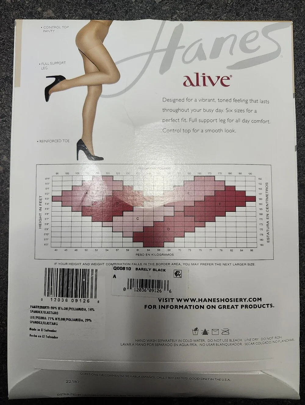 Hanes Alive Sheer Pantyhose in Barely Black